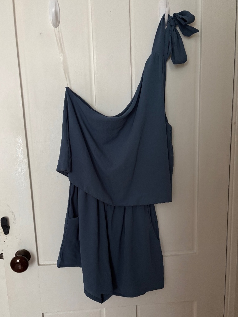 One Shoulder Blue Romper